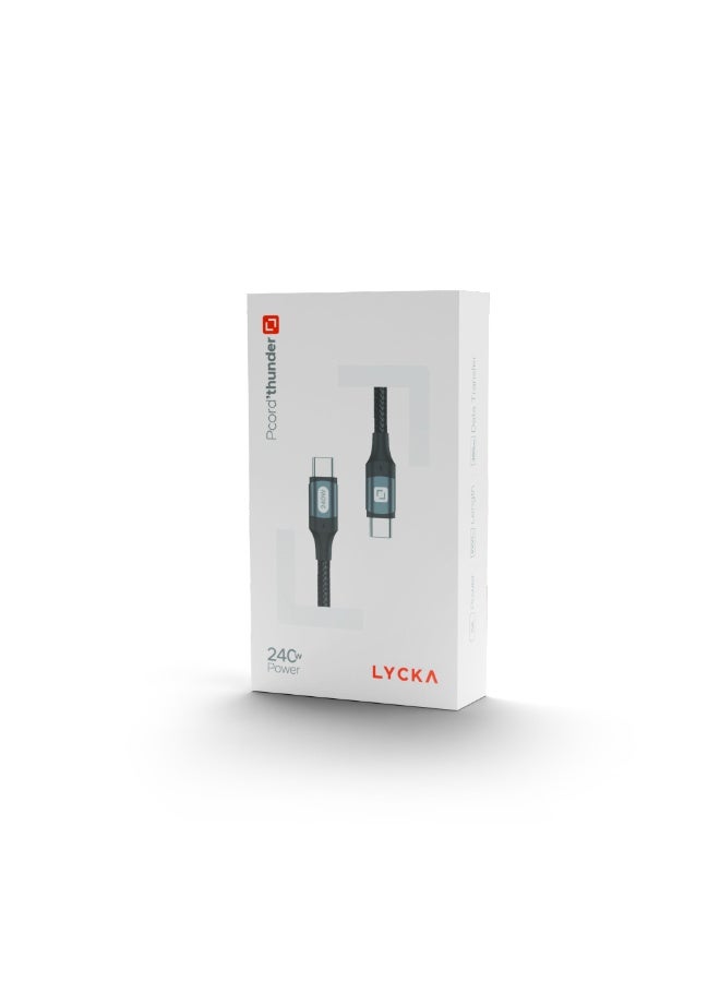 LYCKA P Cord Thunder – 240W Type-C to Type-C Fast Charging & Data Sync Cable (1M, Black) - Image 5
